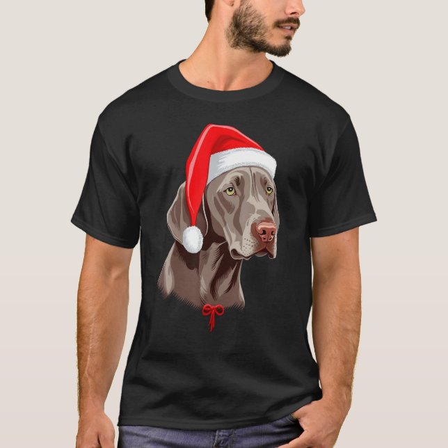 Camiseta Xmas Weimaraner Santa sobre Navidades Weimaraner (Anverso)