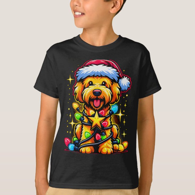 Camiseta Xmas Whoodle Dog Tangled Christmas Lights For Men  (Anverso)