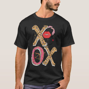 Camiseta Xo Xo Lips Leopard Día de San Valentín Cute Hearts
