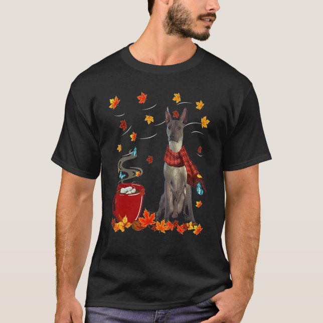 Camiseta Xoloitzcuintli Cae Chocolate Perro caliente otoño (Anverso)