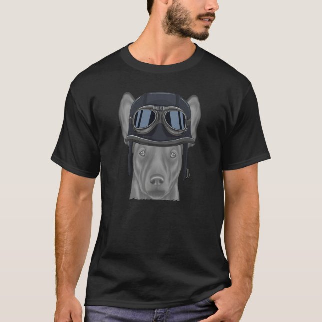 Camiseta Xoloitzcuintli Wearing Vintage Motorcycle Helmet (Anverso)