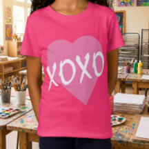 XOXO Abrazos Besos Corazón Rosa Niña Rosa Caliente