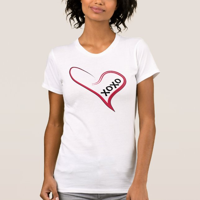Camiseta ¡xoxo! ¡Corazón Rojo con un mensaje Personalizado! (Anverso)