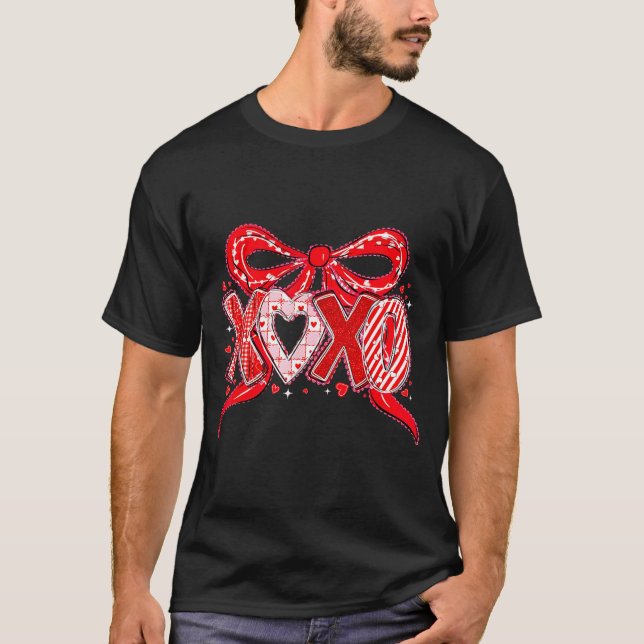 Camiseta Xoxo Funny Valentines Day Love Coquette Bow Checke (Anverso)
