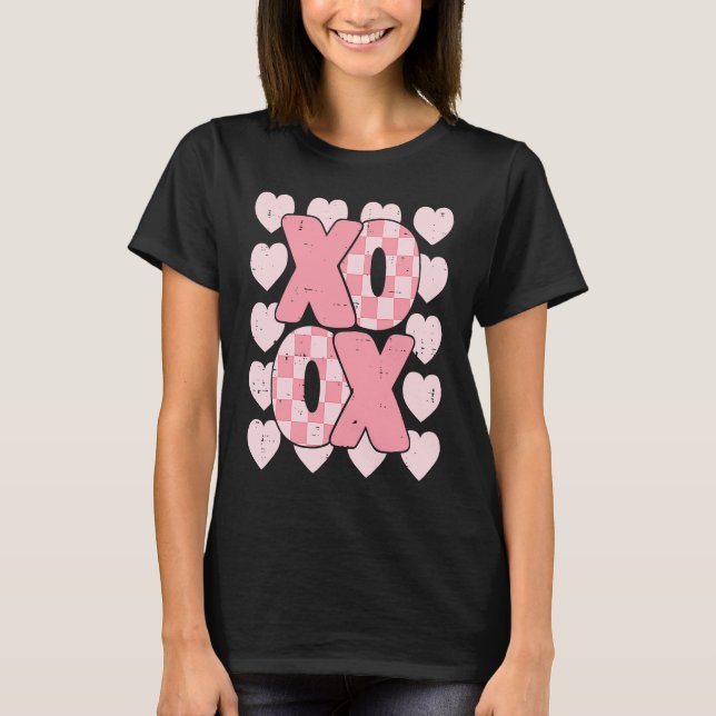 Camiseta XOXO Heart Groovy Valentine's Day Couples Kids Gir (Anverso)