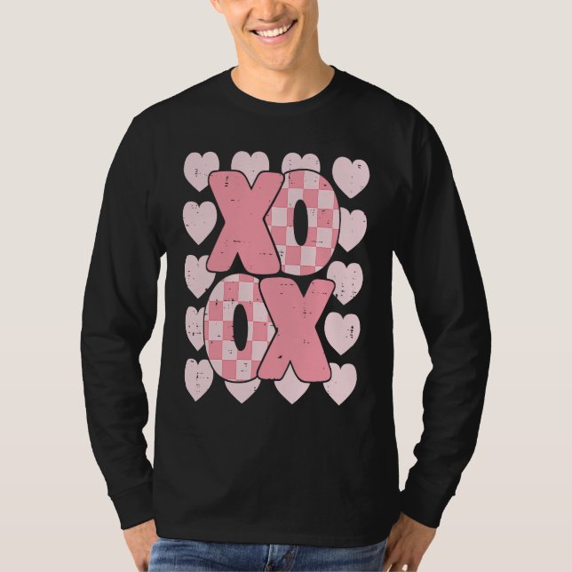Camiseta XOXO Heart Groovy Valentine's Day Couples Kids Gir (Anverso)