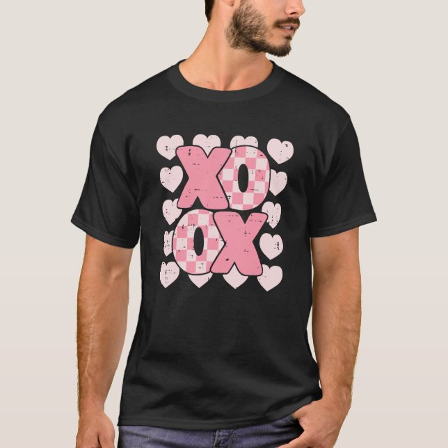 Camiseta XOXO Heart Groovy Valentine's Day Couples Kids Gir (Anverso)