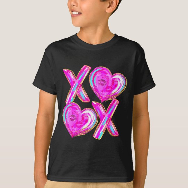 Camiseta Xoxo Hearts Valentine's Day Women Girls Vday  (Anverso)
