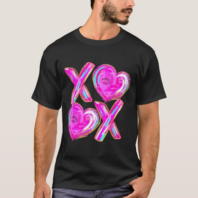 Camiseta Xoxo Hearts Valentine's Day Women Girls Vday  (Anverso)