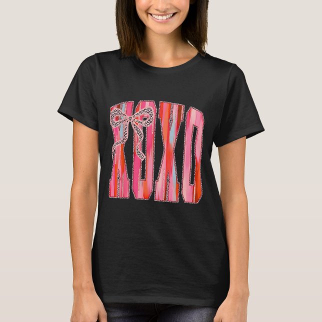 Camiseta Xoxo Leopard Bow Funny Valentine's Day Coquette Nk (Anverso)