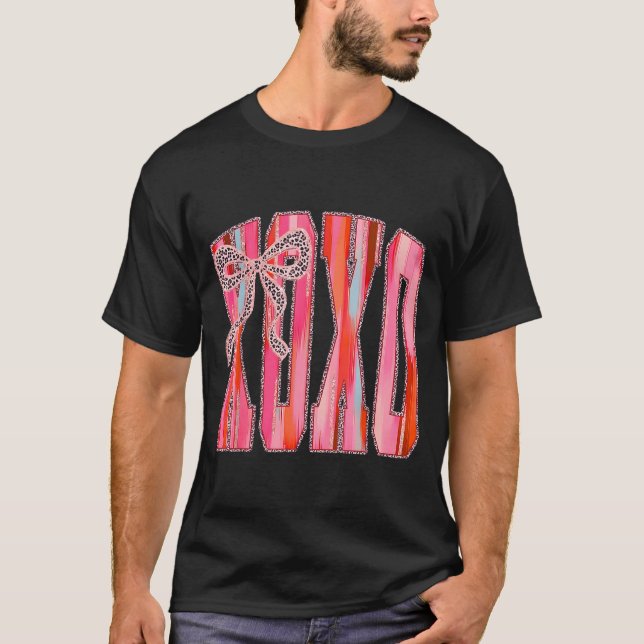 Camiseta Xoxo Leopard Bow Funny Valentine's Day Coquette Nk (Anverso)