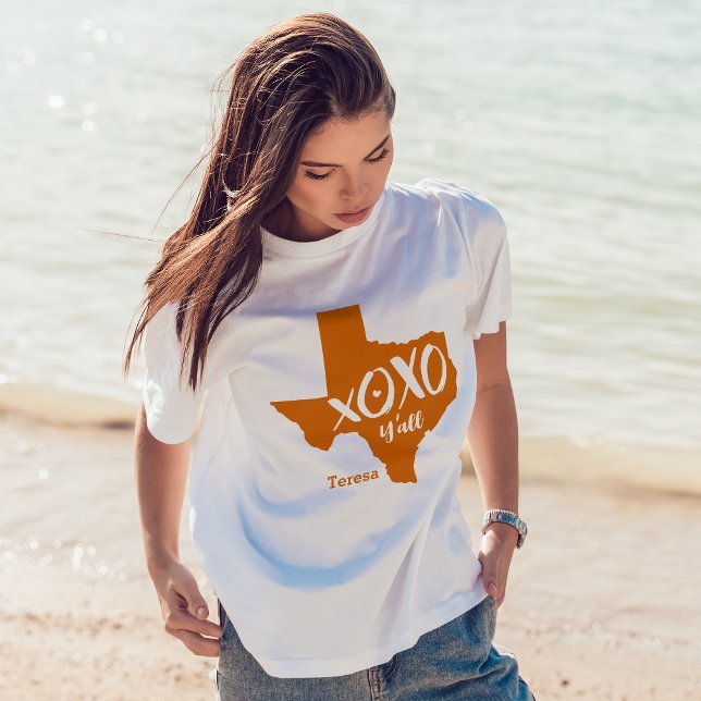 Camiseta XOXO, Naranja ardiente de Longhorn, Y'all - Forma  (Subido por el creador)