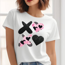 Camiseta Xoxo negra y rosa Día de San Valentín