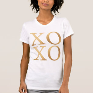 Camiseta XOXO/Oro Falso/Fuente de letra de pincel moderna