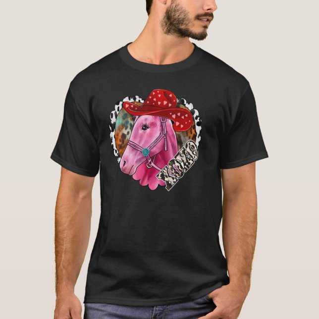 Camiseta Xoxo Pink Horse Heart Leopard Western Valent (Anverso)