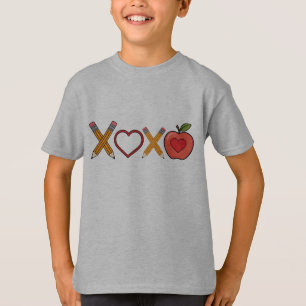 Camiseta XOXO Profesor Lápiz y manzana del Día de San Valen