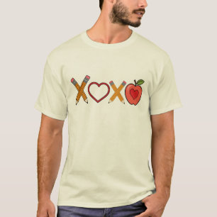Camiseta XOXO Profesor Lápiz y manzana del Día de San Valen