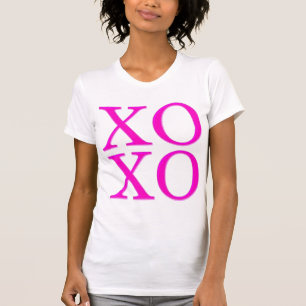 Camiseta XOXO/Rosa neón/Letra de pincel moderna