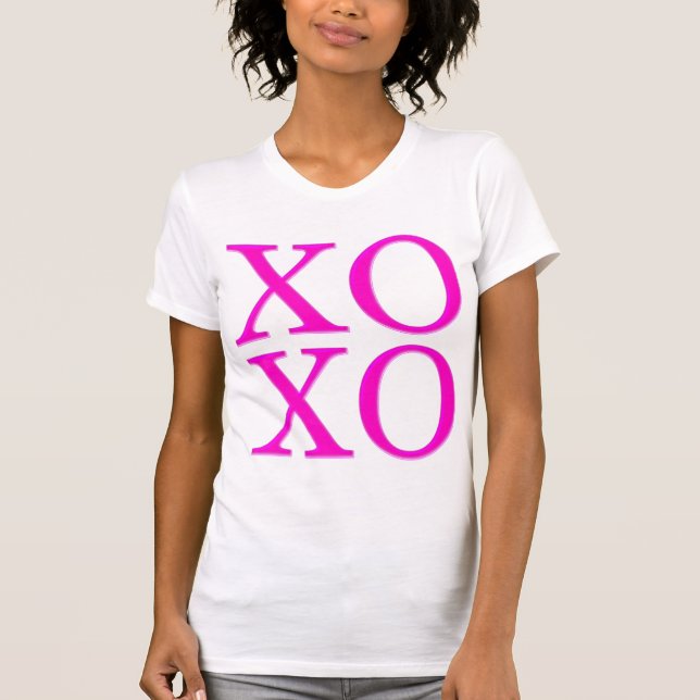 Camiseta XOXO/Rosa neón/Letra de pincel moderna (Anverso)