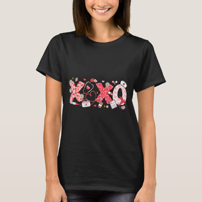 Camiseta Xoxo Stethoscope Valentine Rn Pct Cna Nurse Nurse  (Anverso)