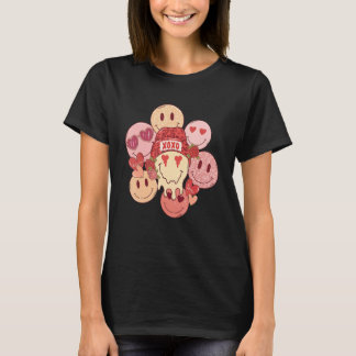 Camiseta Xoxo Valentine Smile Face Retro Groovy Valentines