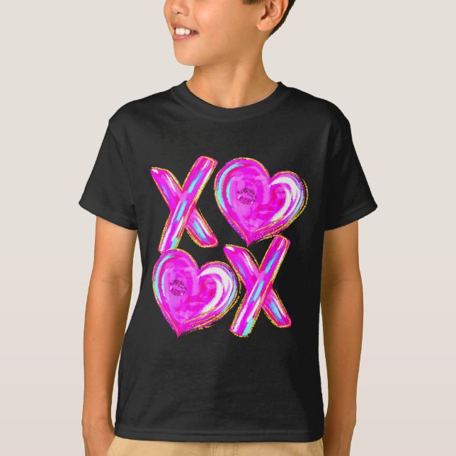 Camiseta Xoxo Valentines Day Love Funny Coquette Bow Checke (Anverso)