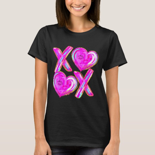 Camiseta Xoxo Valentines Day Love Funny Coquette Bow Checke (Anverso)