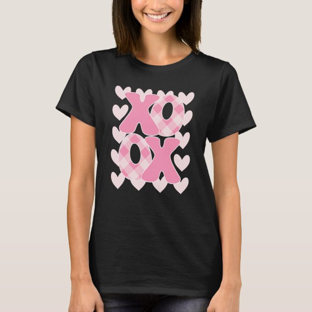 Camiseta XoXo XoXo Valentine's Day Love Vibes Retro Checked (Anverso)
