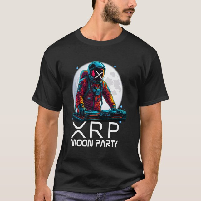Camiseta xrp moon party astronaut disc jockey boyfriend gir (Anverso)