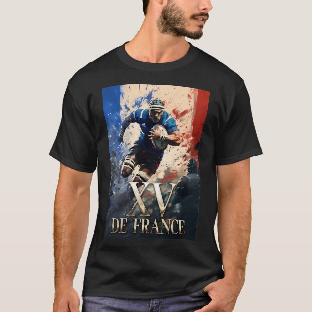 Camiseta Xv de France, affiche rugby, ovalie (Anverso)