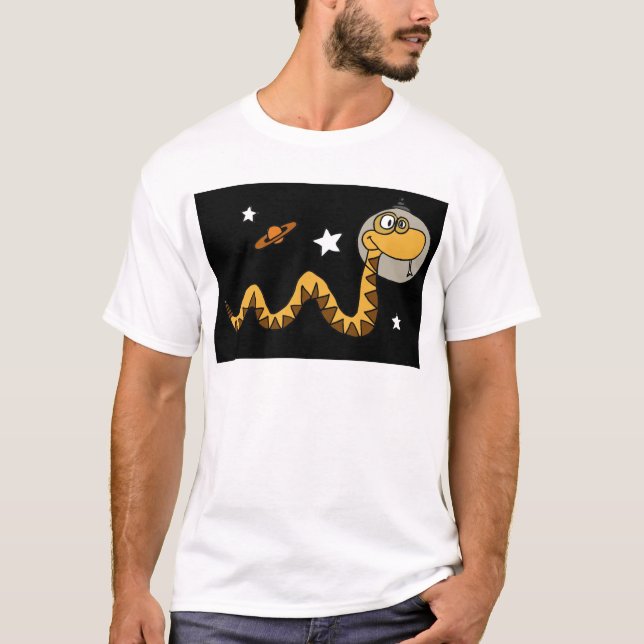 Camiseta XX dibujo animado de la serpiente del astronauta (Anverso)