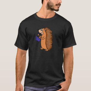 Camiseta XX erizo que juega el dibujo animado del saxofón