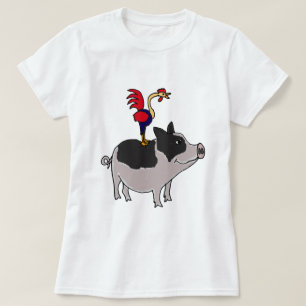 Camiseta XX gallo en un dibujo animado hinchado pote del