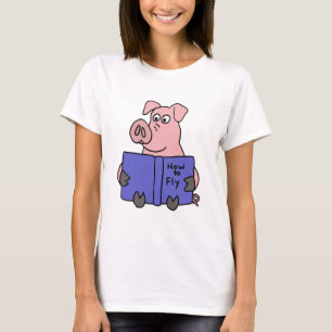 Camiseta XX lectura del cerdo cómo al libro de mosca