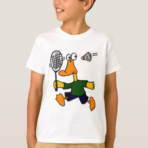 Camiseta XX pato que juega el dibujo animado del bádminton