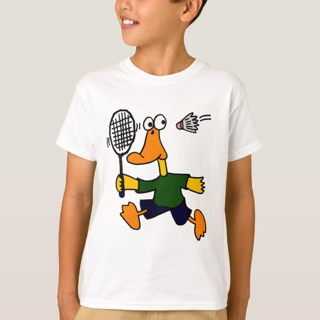 Camiseta XX pato que juega el dibujo animado del bádminton (Anverso)