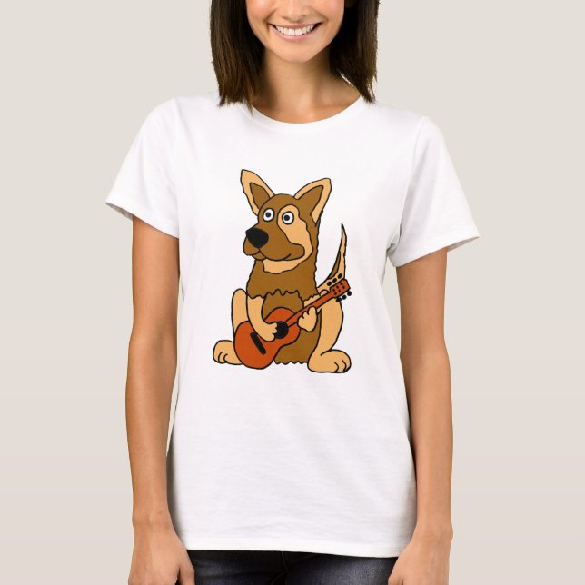 Camiseta XX perrito del pastor alemán que juega el dibujo (Anverso)