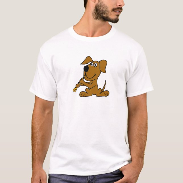 Camiseta XX perro divertido de Brown que juega el Clarinet (Anverso)