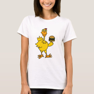 Camiseta XX pollo divertido que come una hamburguesa