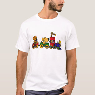 Camiseta XX tren del dibujo animado con los perros y la