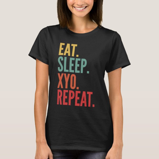 Camiseta Xyo Crypto Eat Sleep Xyo Repetir (Anverso)