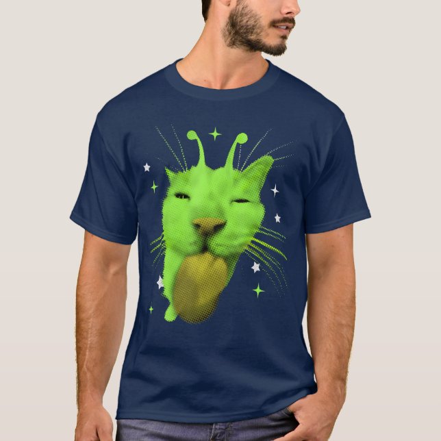 Camiseta Y2K Alien Cat Meme UFO Retro Silly Cats Lover Vint (Anverso)