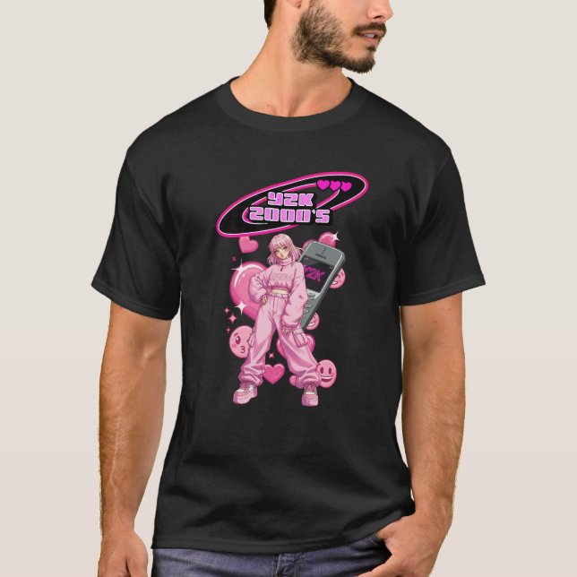 Camiseta Y2K Anime Dream: Nostalgia Tee edición rosa de los (Anverso)