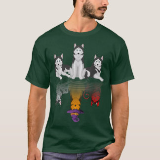 Camiseta Y4WB Cute Husky Dog Witchen Otoño Halloween Husky