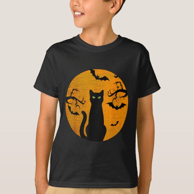 Camiseta Y Christmas Cat Costume Retro Cat Moon Black Cat  (Anverso)