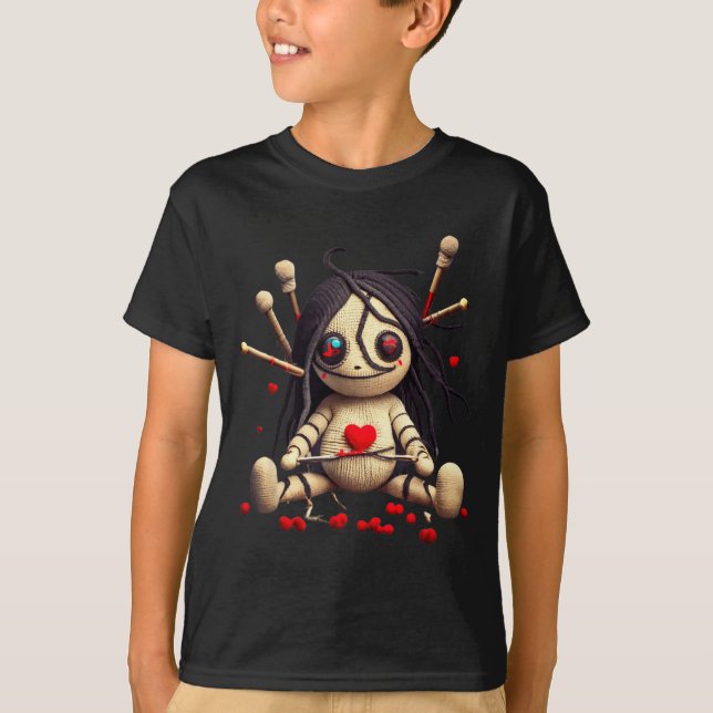 Camiseta Y Cute Sitting Voodoo Doll Halloween Valentine Day (Anverso)
