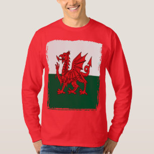 Camiseta Y Ddraig Goch El Dragón Rojo Grunge Bandera Galesa