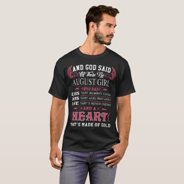 Camiseta y dios dijo que deje allí sea el chica augusto que (Anverso completo)