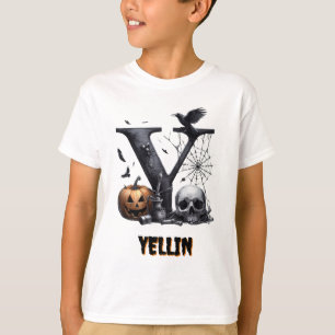 Camiseta Y Inicial Truco o Trato Lindo Halloween