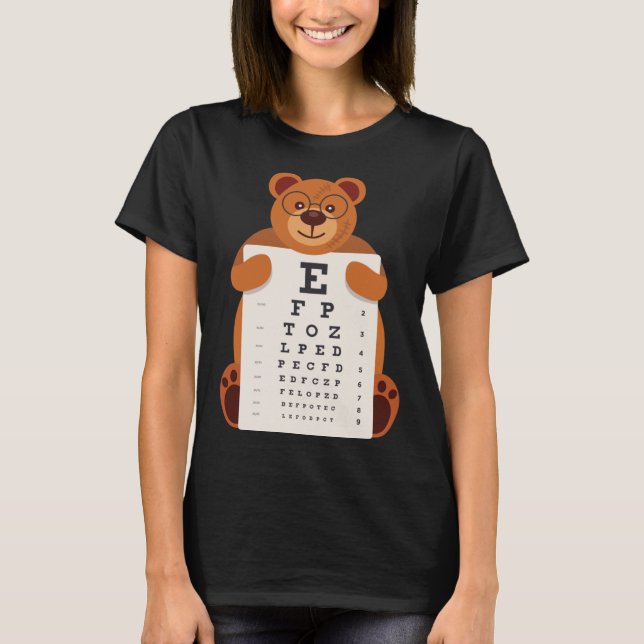 Camiseta y Oso de peluche con gafas sosteniendo un ojo Ch (Anverso)